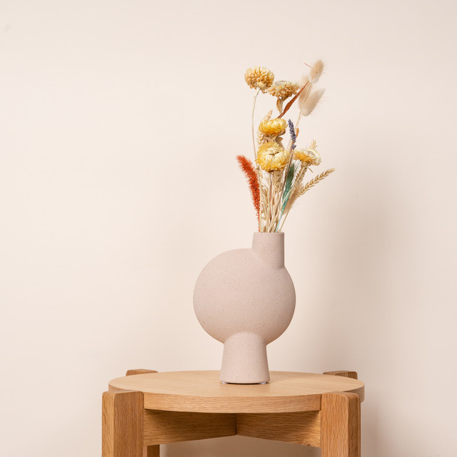 Keramikvase Blase von BLUME2000 in Beige im Japandi-Stil, Höhe: 20,5 cm, Breite: 14,0 cm, Tiefe: 14,0 cm - Bild 1