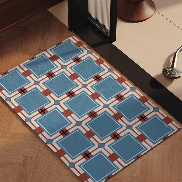 Retro Badezimmer-Fußmatte aus Diatomeenerde von Yiran Furniture, blau, B/T: 80 x 50 cm - Bild 1