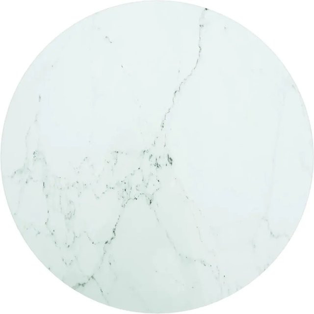 vidaXL Tischplatte aus Hartglas in Weiß mit Marmoroptik, Durchmesser: 50 cm, Höhe: 0,8 cm - Bild 1