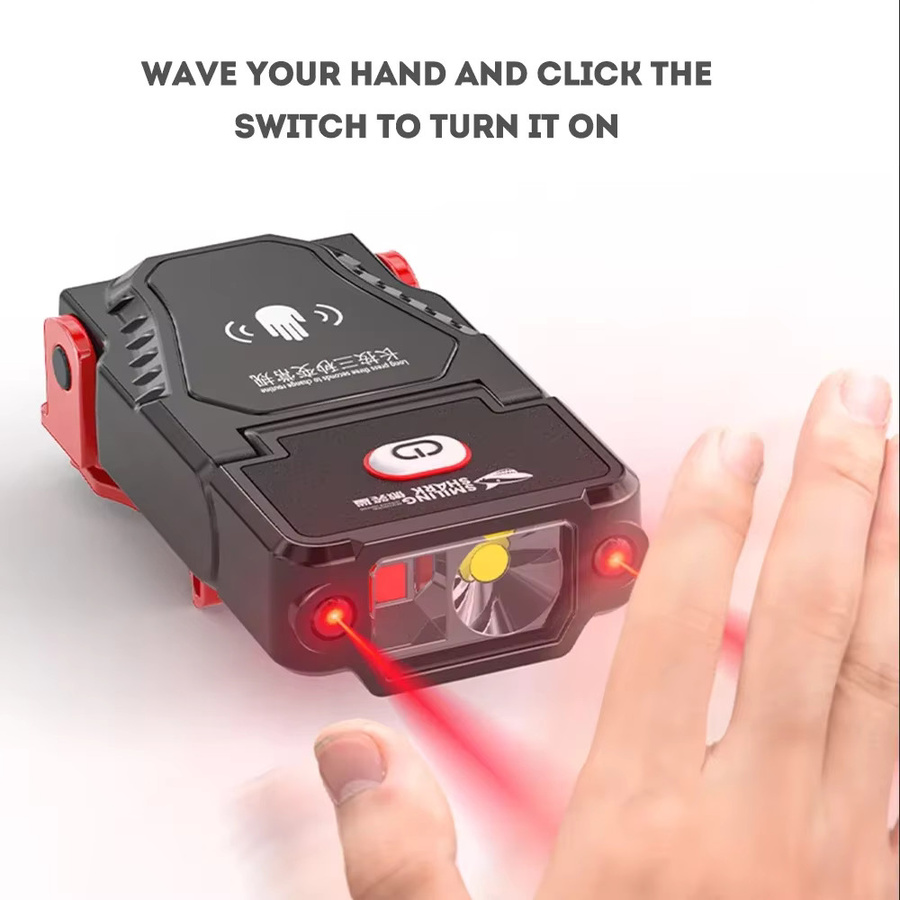 Mini LED Sensor Scheinwerfer mit Clip und einstellbarem Winkel, wasserdichte USB-aufladbare Lampe in Schwarz für Outdoor, Camping und Angeln - Bild 3