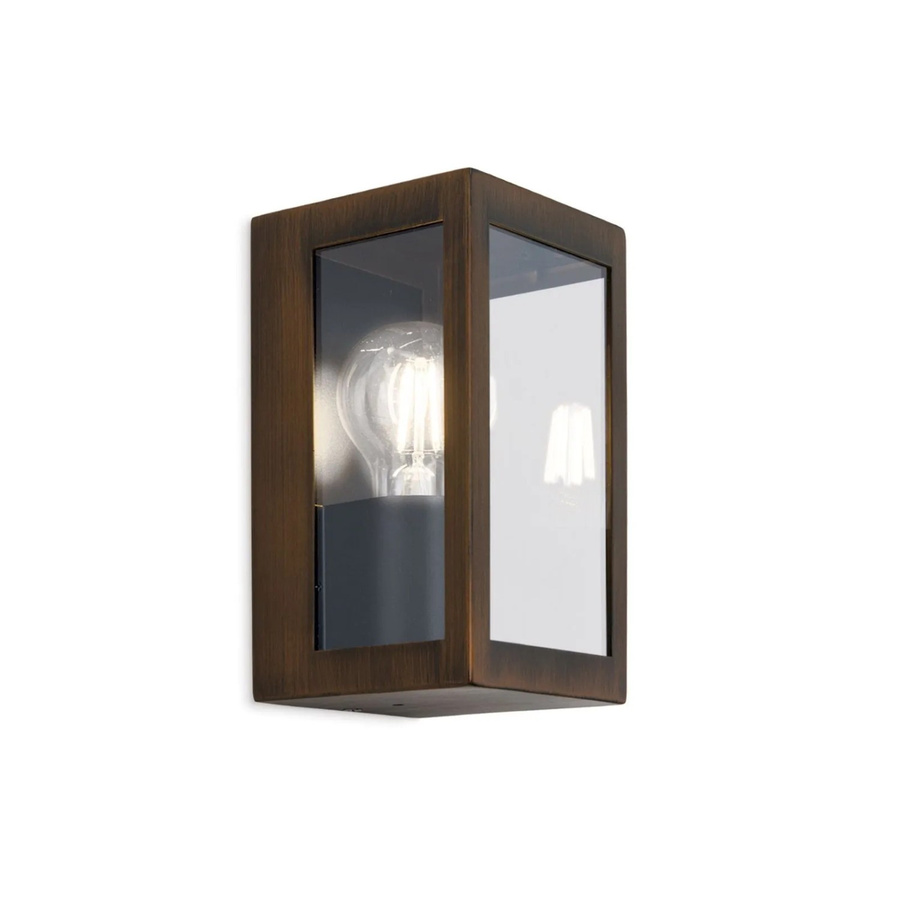 Orion Leuchten Außen Wandleuchte Rost Braun B: 10 cm, H: 19 cm mit Glas und E27 Fassung - Bild 2