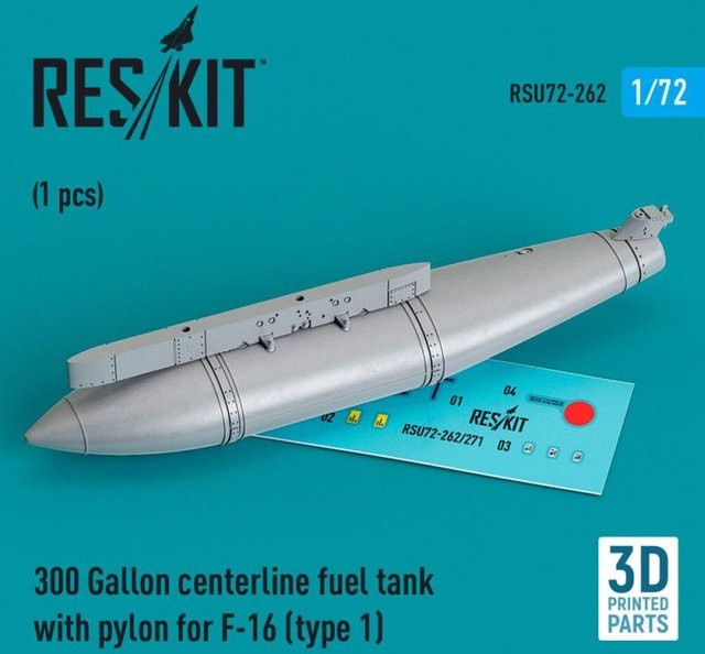 ResKit Models 300 Gallon centerline fuel tank with pylon for F-16, 1-teiliges Set, 1:72 - Bild 1