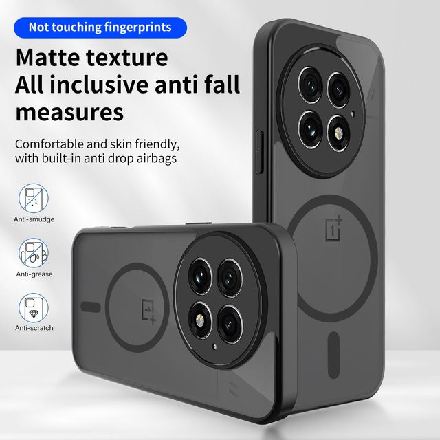 Magnetische OnePlus 13R Handyhülle in Schwarz, matt und transluzent mit kabellosem Laden - Bild 1