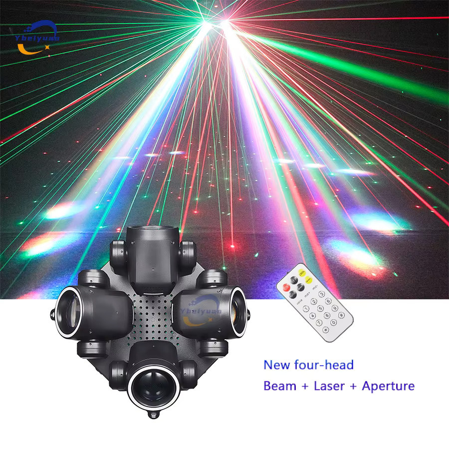 Ybeiyuan LED 150W Moving Head Beam Light mit Laser RGBW 4-in-1-Effekt, DMX512 und Fernbedienung, Schwarz - Bild 2