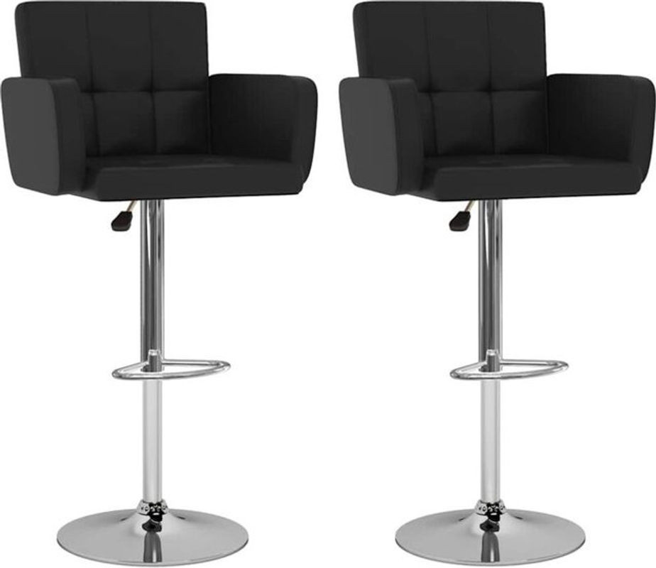 Set aus 2 modernen Barhockern von vidaxl in Schwarz aus Kunstleder und Metall - Bild 1