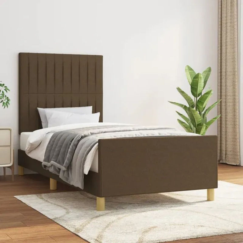 Vidaxl Polsterbett in Braun mit Stoffbezug, B/T/H: 90 x 190 cm - Bild 1