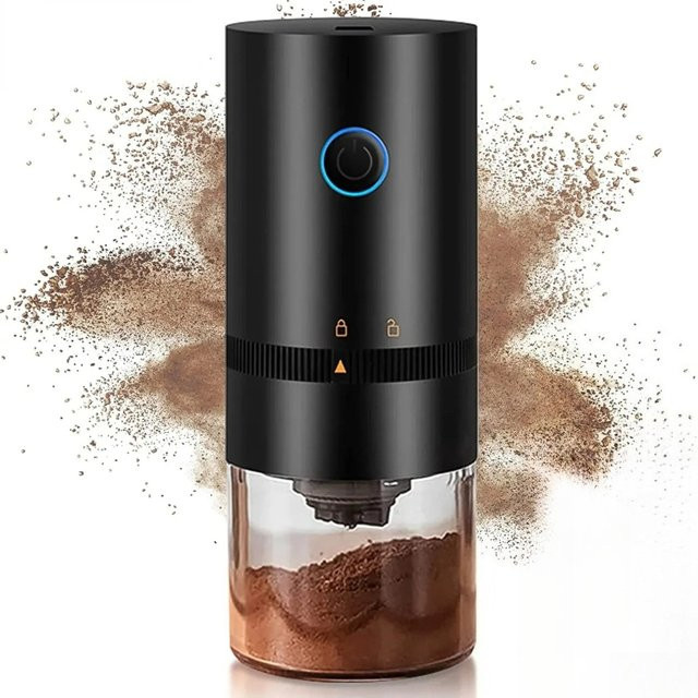 FEB.WIND Elektrische Kaffeemühle mit Keramik-Schleifkern, wiederaufladbar via USB, für Kaffeebohnen, Schwarz oder Weiß - Bild 1