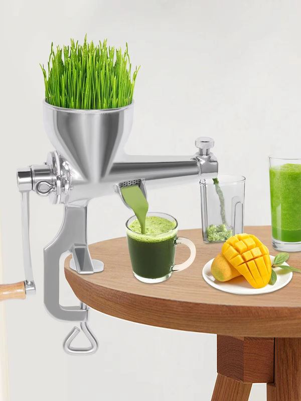 Bymaocar Manuelle Obst- und Gemüsemaschine aus Edelstahl in Silber als Handpresse und Entsafter für Weizengras und Zitrusfrüchte - Bild 4