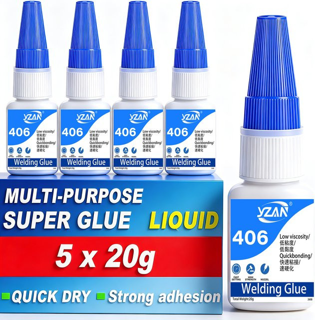 YZAN 406 Superkleber Hydroacrylat-Kleber für Leder, Gummi, Holz, Metall und Kunststoff, schnell trocknend und sofort stark haftend - Bild 1