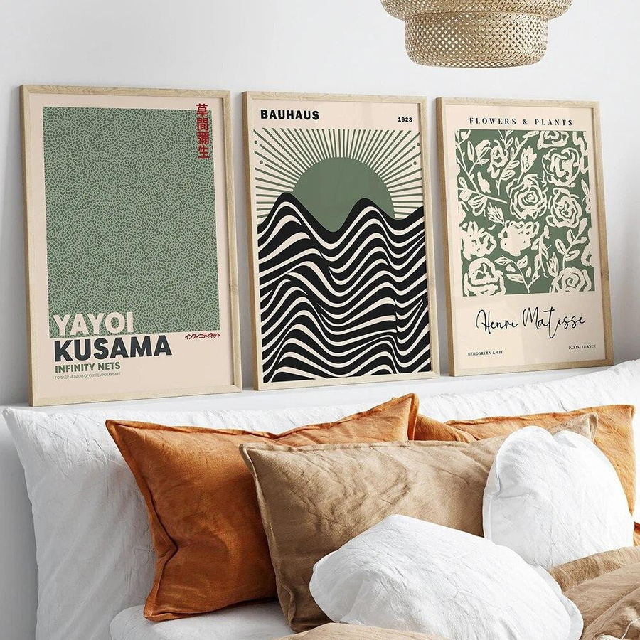 Aidegou15 Wandbild Yayoi Kusama Infinity Nets als Leinwanddruck in Salbeigrün, Modernes Nordisches Poster für dein Wohnzimmer, Breite: 50 cm, Höhe: 80 cm - Bild 3