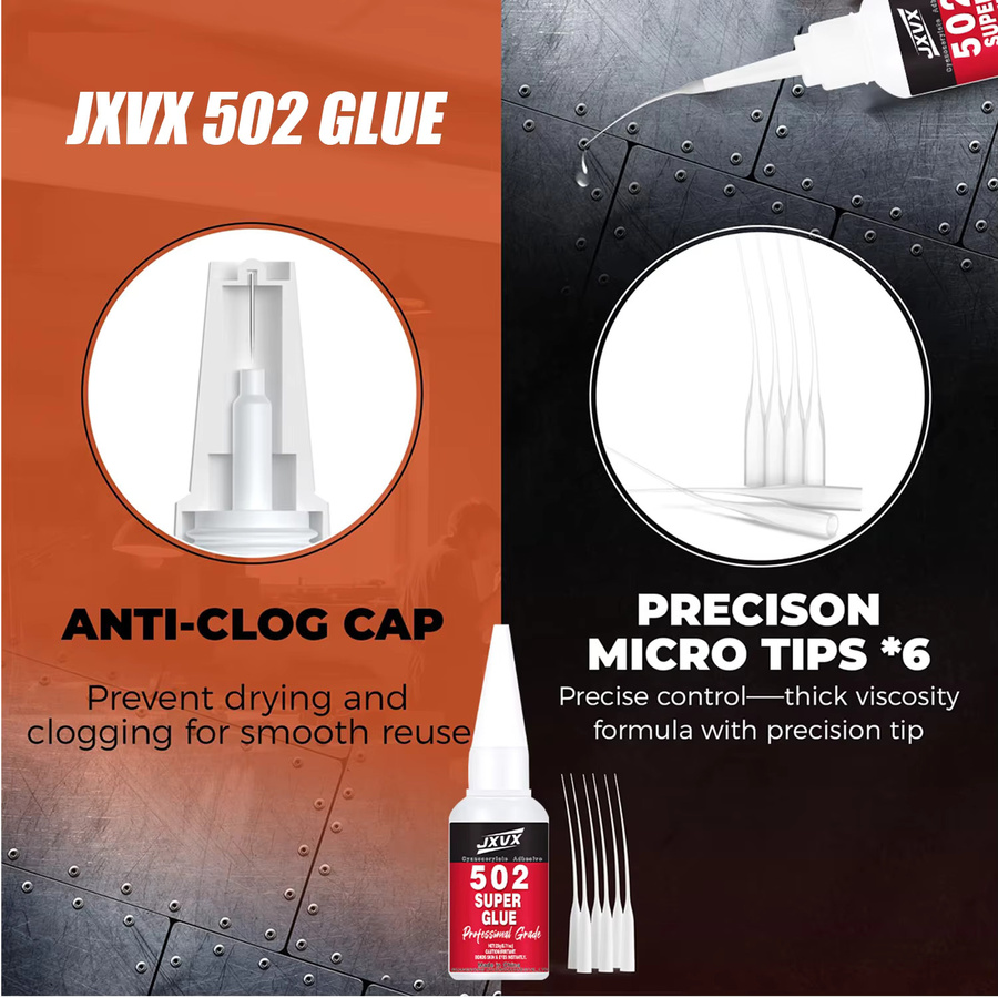 JXVX Super Metal Sofortkleber 502 Cyanacrylat-Kleber für Metall, Schmuck, Glas und Holz, 20 g - Bild 5
