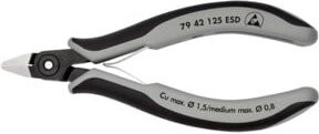 Knipex ESD Präzisions-Elektronik-Seitenschneider ohne Facette, schwarz, 125 mm - Bild 1