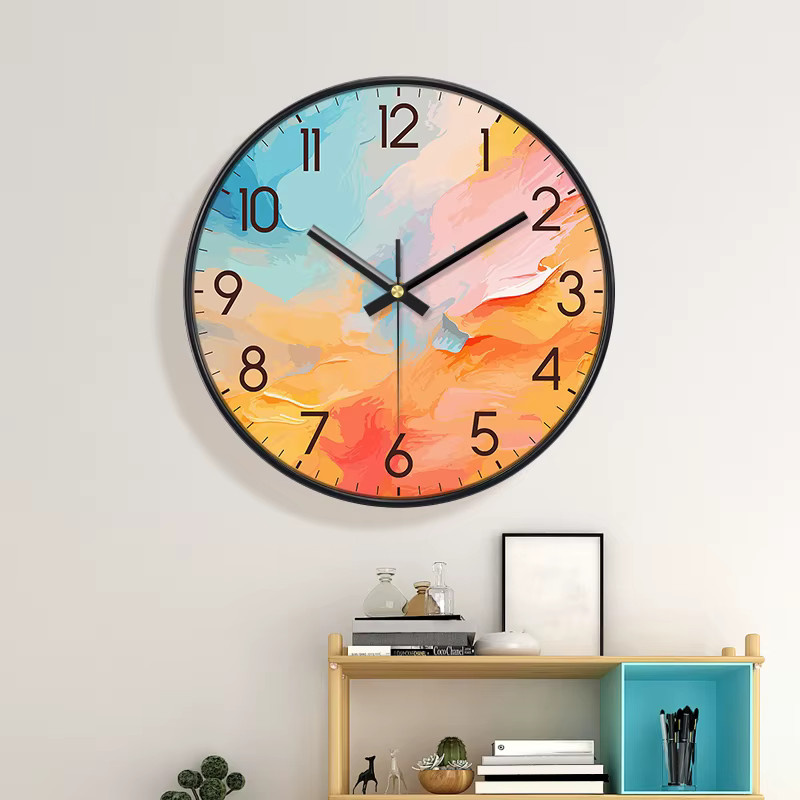 Moderne Abstrakte Wanduhr von P.Chuang in Bunt und Schwarz mit lautlosem Analog-Uhrwerk und ABS-Rahmen - Bild 2