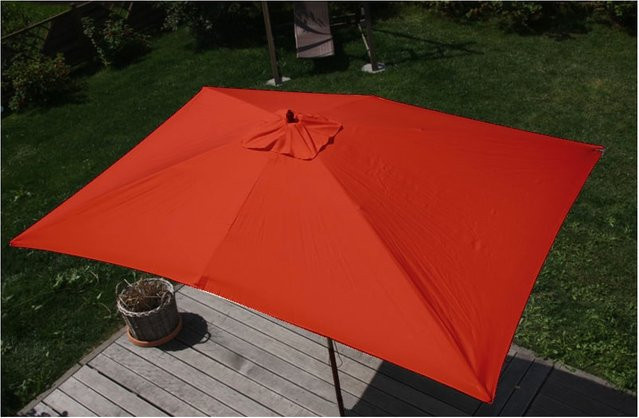 MCW Sonnenschirm Lissabon aus Holz und Polyester in Terracotta, B: 300 cm, H: 200 cm - Bild 1