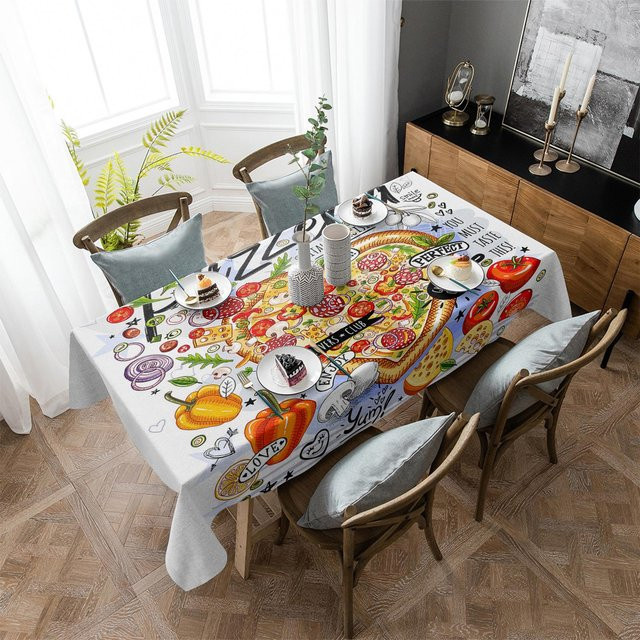 Your Warm Home Tischset Graffiti Pizza Design, 4er Set, Rechteckig, Mehrfarbig, B: 84 cm x B: 122 cm (entspricht 33x48 Zoll) - Bild 1