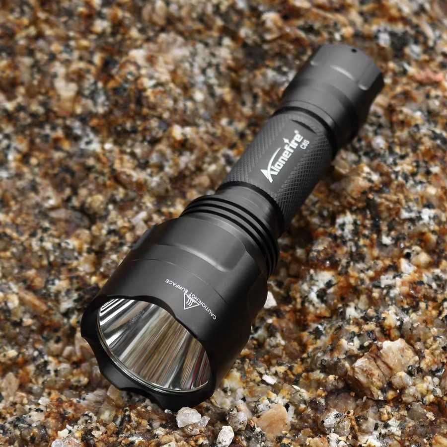 Alonefire 10W Hochleistungs-LED Taktische Taschenlampe in Schwarz für Outdoor, Camping und Nachtarbeit - Bild 2