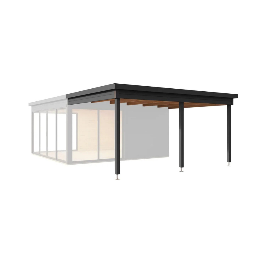 Lasita Maja Blockbohlenhaus Domeo mit Flachdach in Carbongrau B/H/T: 300 x 239,4 x 418 cm - Bild 2
