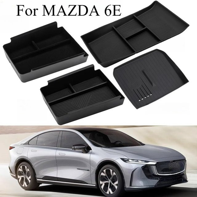 SHUN SOON Armlehnen-Ablagebox für Mazda 6E mit Bluetooth-Funktion und kabellosem Ladepad in Schwarz - Bild 1