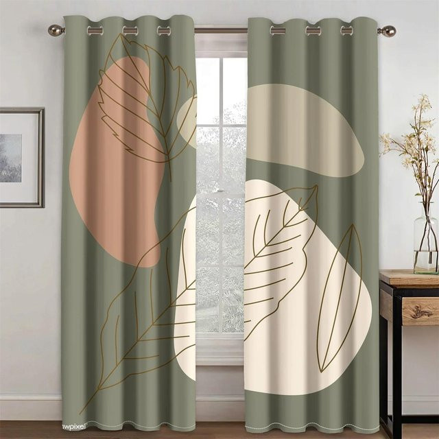 Set aus 2 semi-transparenten Fenstervorhängen mit abstraktem geometrischem Design in Multicolour, Breite: 60 cm, Höhe: 100 cm - Bild 1