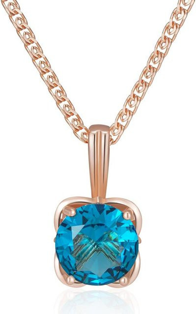 Halskette mit blauer Zirkon Anhänger, Roségold, Damen - Bild 1