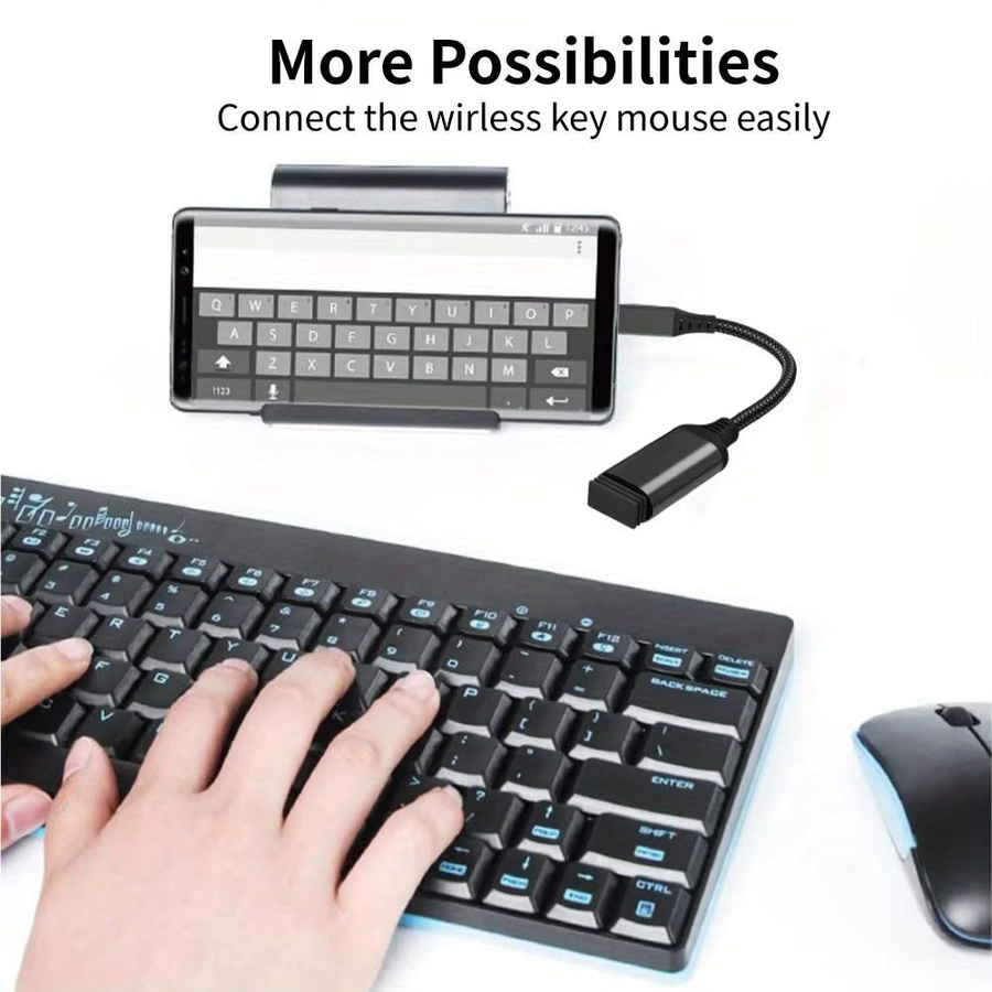 LAIHONEN USB-C OTG-Adapter Schwarz mit USB 3.0 Typ-C für Handys und PC, 5Gbps Hochgeschwindigkeit zur Verbindung von USB-Sticks, Maus, Tastatur und Kartenlesern - Bild 2
