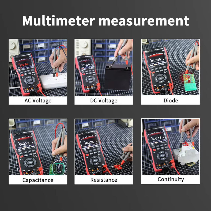 ZOYI ZT-703S 3-in-1 Oszilloskop-Multimeter mit 3,5 Zoll IPS-Display, 50MHz Bandbreite und 280MSa/s, Farbe: Rot - Bild 3