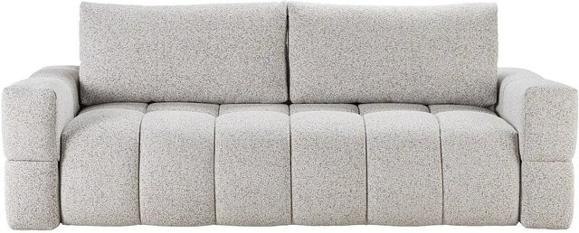 Schlafsofa Issoro in Hellgrau mit Schlaffunktion und gestepptem Stoff, Breite: 252 cm, Höhe: 107 cm, Tiefe: 107 cm - Bild 1
