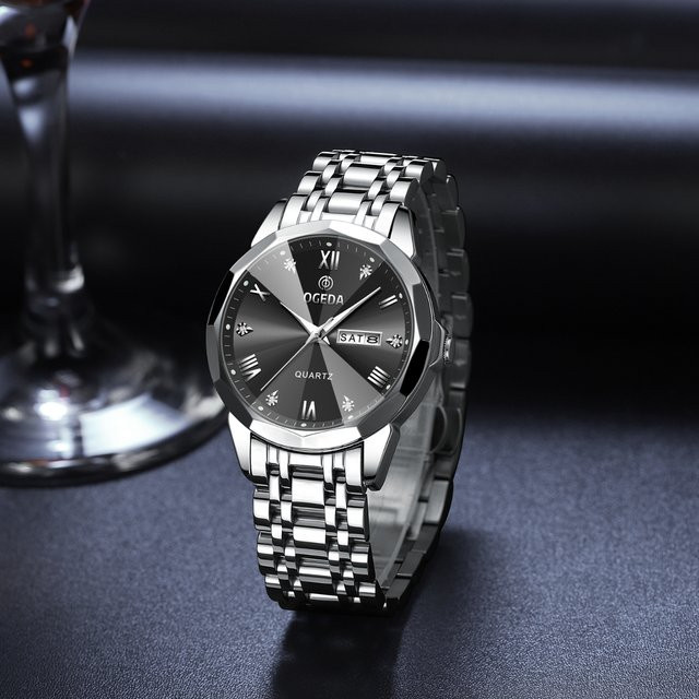 OGADE Armbanduhr Edelstahl, Quarz, Schwarz, Herren - Bild 1