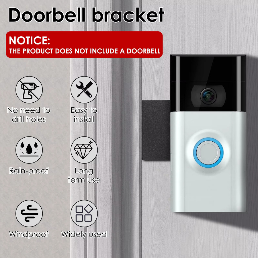 Ring Selbstklebende Kamerahalterung für Video-Türklingeln in Schwarz, kompatibel mit Ring Battery Video Doorbell, Doorbell Plus und Pro, ideal für Mieter und Wohnungen - Bild 3