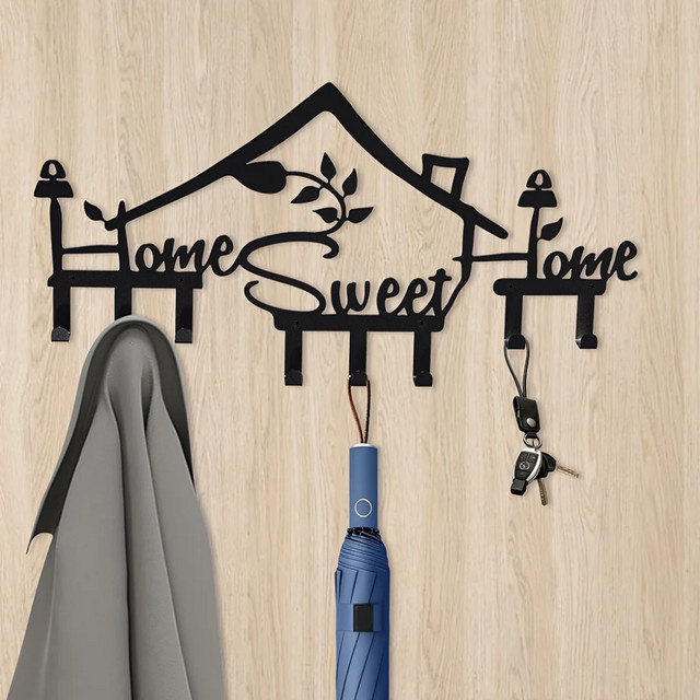 Sweet Home Wandgarderobe aus Metall mit Wandhaken für den Eingangsbereich - Bild 1