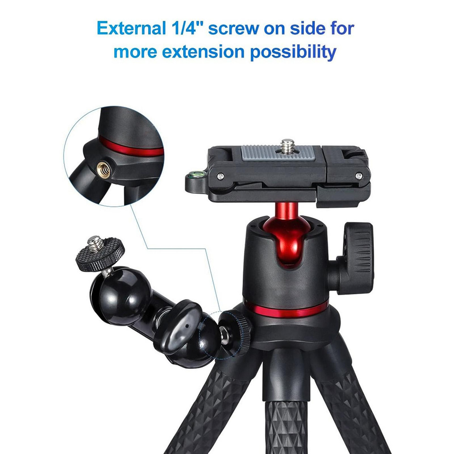 Ulanzi MT-11 Flexibles Octopus-Stativ mit 2-in-1 Plattformdesign und 360 Grad Einstellung, 1/4 Zoll Schraube, schwarz - Bild 4