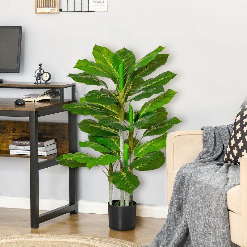 HOMCOM Künstlicher Baum Grün mit Topf aus Beton, 95 cm Höhe, Dekorative Kunstpflanze aus Kunststoff für Wohnzimmer, Schlafzimmer und Büro - Bild 2