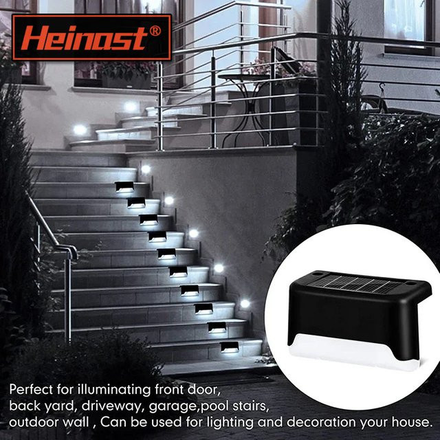 Heinast Solar LED Gartenleuchten Wasserdicht für Terrasse und Treppen in Schwarz mit Warmweißem Licht - Bild 1