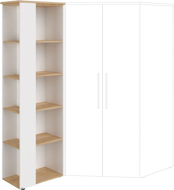 Eck-Regal PAIDI OSCAR in Eiche Nebraska Nb, Weiß/Braun, B/T/H: 64 x 40 x 206 cm - Bild 1