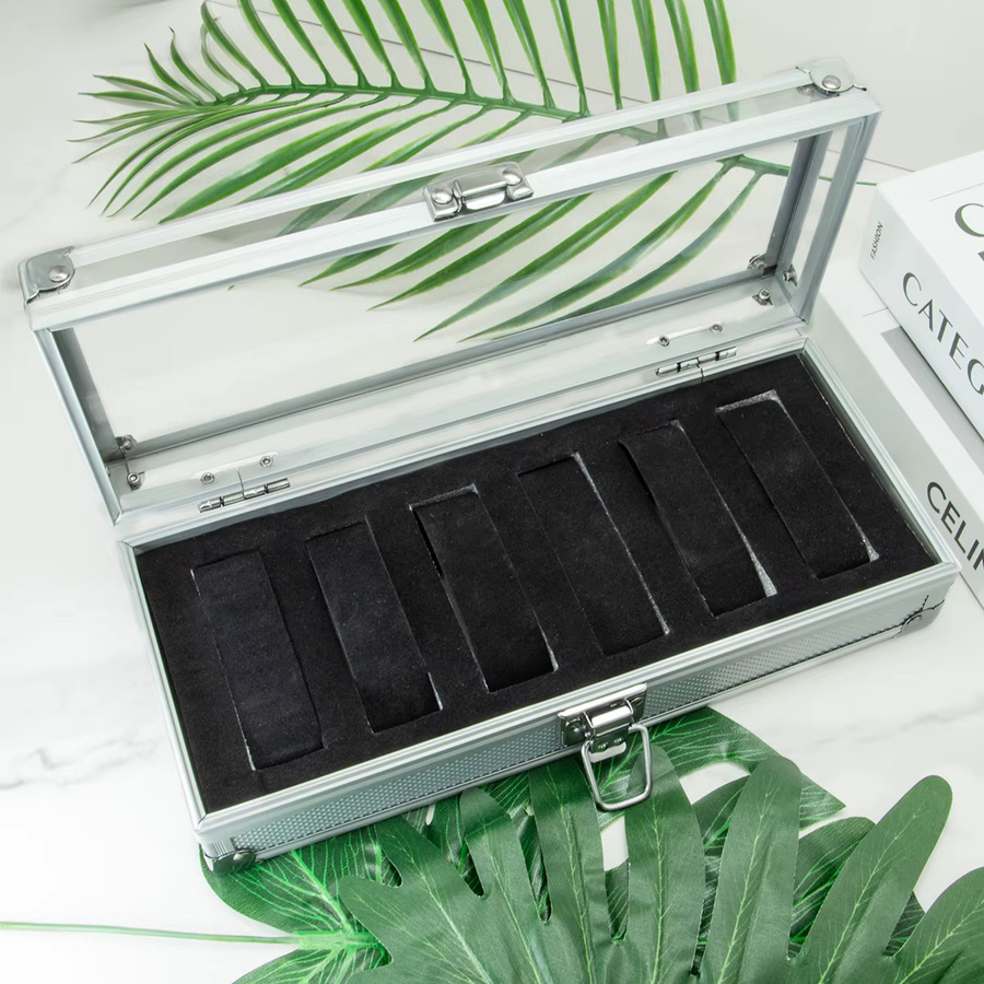 CAOWTAN Uhrenaufbewahrungsbox, Aluminium, Silber, Herren - Bild 3