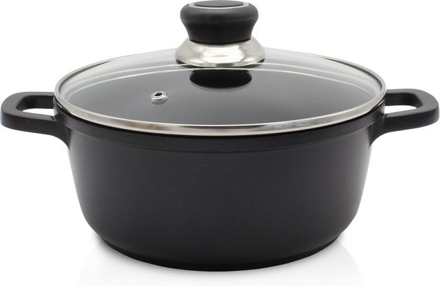 Karl Krüger Fleischtopf Delta aus Aluguss mit Glasdeckel, Schwarz, Durchmesser: 24 cm - Bild 1
