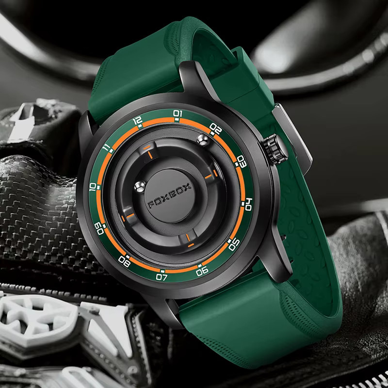 FOXBOX Armbanduhr Quarz, Silikon, Herren, Grün - Bild 4