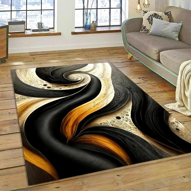Karpetti Abstrakter Marmorteppich in Multicolour, Rutschfest und Waschbar, B/T: 120 x 80 cm - Bild 1
