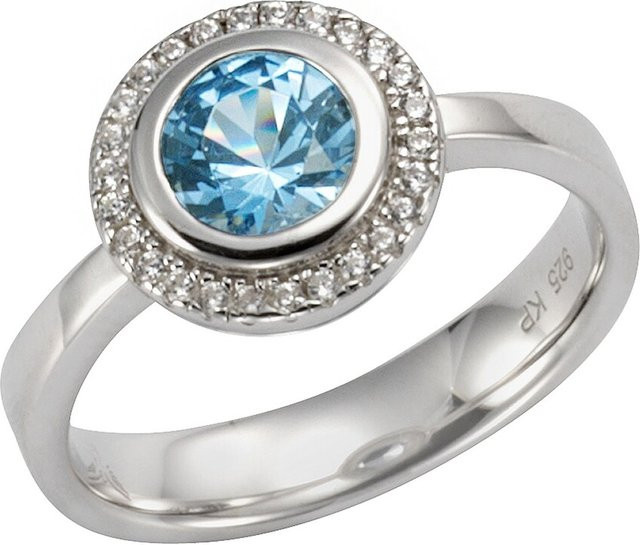 Celesta Ring 925 Sterling Silber, Zirkonia, Blautopas, Unisex - Bild 1