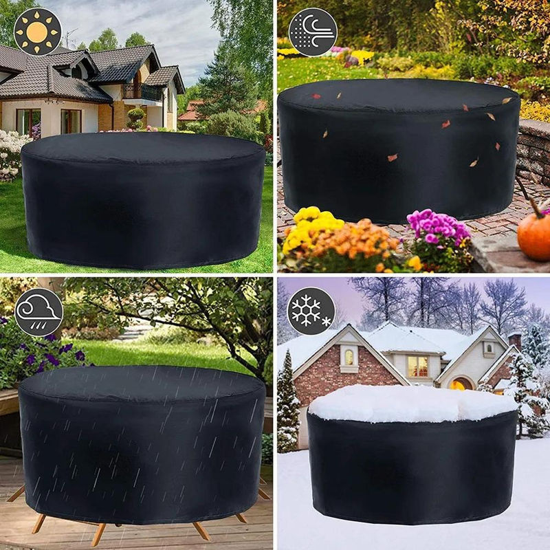 Huapate Staubdichte Cove-Abdeckung für Gartenmöbel, rund, wasserabweisend, Schwarz, Durchmesser: 120 cm, Höhe: 75 cm - Bild 2
