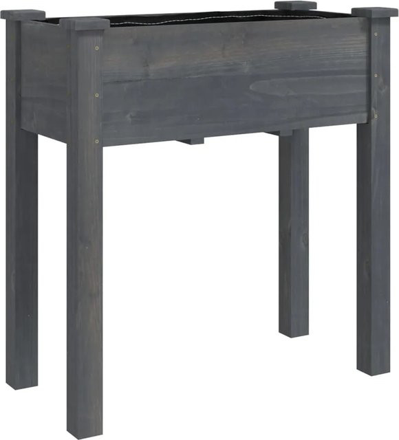 vidaXL Pflanzkübel mit Einsatz aus Massivholz Tanne in Grau, B/T/H: 71 x 37 x 76 cm - Bild 1