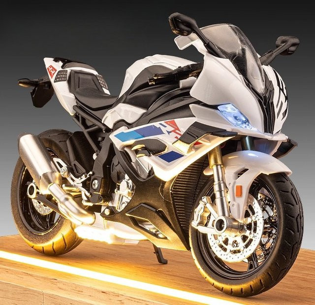 MINI AUTO RRS1000 Motorrad, Modell, 1:12, Metall, mit Sound und Licht - Bild 1