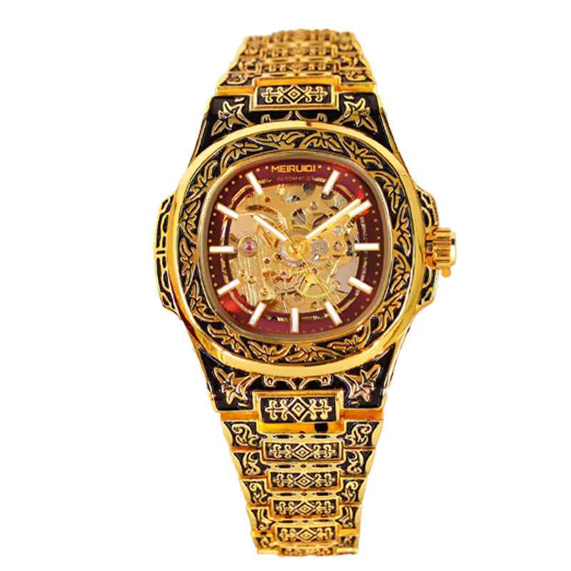 MEIRUIQI Armbanduhr Automatik, Edelstahl, Gold, Herren - Bild 7