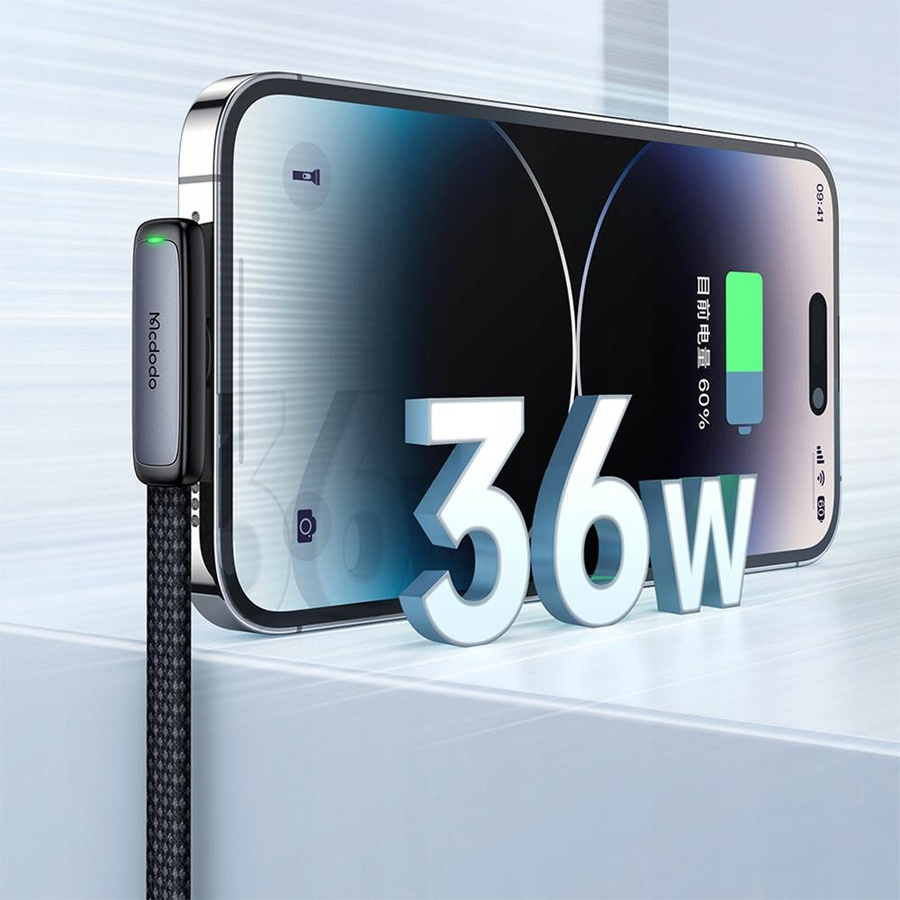 McDodo USB-C auf Lightning Daten- und Ladekabel 36W Flachdesign Schwarz 1m - Bild 5