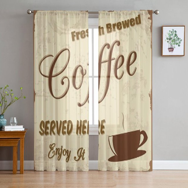 Super Six Transparente Chiffon Fenstervorhänge im Retro Vintage Stil, Weiß, Breite: 135 cm, Höhe: 114 cm - Bild 1