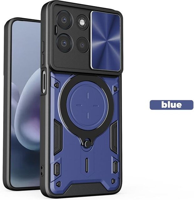 Stoßfeste Schutzhülle für Motorola Moto G7 Power und Moto G57 Power mit Schiebe-Kamera-Schutz und magnetischem Ringhalter in Blau - Bild 1