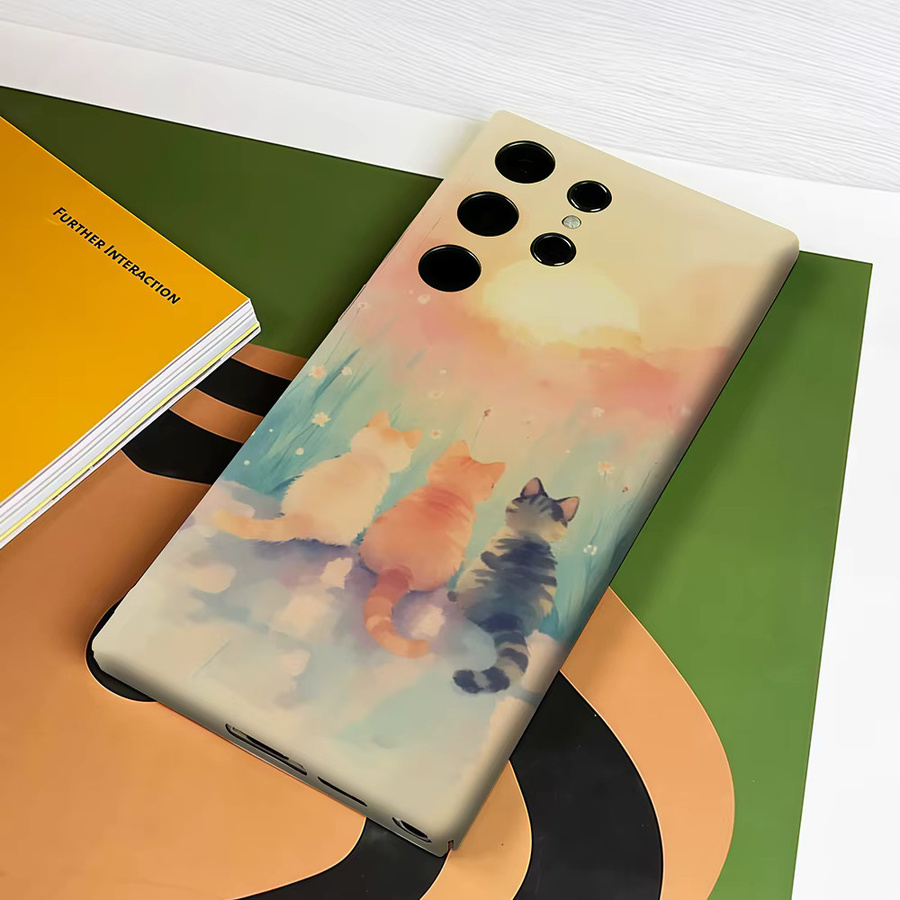 Stoßfeste Doppelschicht Handyhülle Sonnenuntergang Katzen-Trio für Samsung Galaxy S26 S25 S24 S23 Ultra Plus in Multicolour - Bild 4