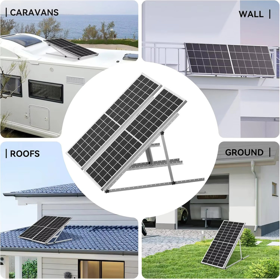 RVPOZWER Verstellbare Solarmodul-Halterung in Silber mit klappbaren Neigungsbeinen für die Dachmontage an Wohnmobilen und Booten, 45 Zoll - Bild 4