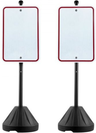 VEVOR Tragbarer Schilderpfosten aus Gusseisen mit Rollen und Kunststoffsockel, Schwarz, Höhe: 152 cm - Bild 1