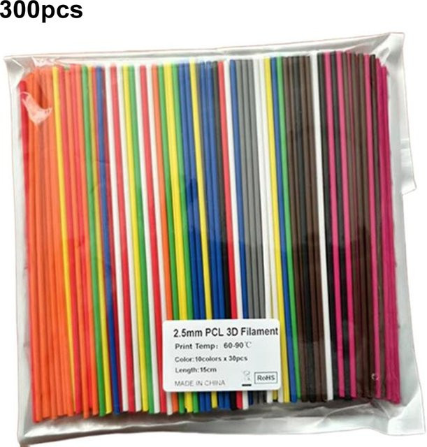 elenxs 3D Stift Filament Set, 300 Stück Multicolour, 2,5 mm Durchmesser, Länge: 15 cm - Bild 1